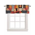 thumbnail image 1 of Abstract Orange Linen Curtain Valance for Bedroom/Bathroom/Kitchen/Office/Living/Dining Room Windows,Shabby Chic Geometric Circle Red Black Pocket Topper Drapes Decorative Cafe Drapery Panel 54x18, 1 of 6