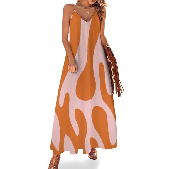 Abstract Orange Pink Pattern Design Sleeveless Dress Dresses Women Summer Women's Summer Clothing