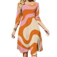 thumbnail image 1 of Abstract Orange Pink Swirl Art Women's Fall Dresses Casual Loose Flowy Swing Shift Dress, 1 of 9
