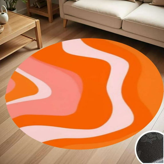 Abstract Orange Pink Wave Art Round Carpet Living Room Bedroom Home Decoration Coffee Table Mat Lounge Rug Chair Mats