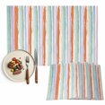 thumbnail image 1 of Abstract Orange, Placemats Set of 4, Geometric Striped Ombre Green Washable Wipeable Table Mats for Dining Tables, Indoor Outdoor Kitchen Place Mats for Holiday Party Table Decor, 1 of 9
