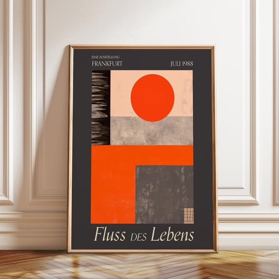 Abstract Orange Retro Wall Art - Flow Of Life Mindfulness Decor - Frankfurt Germany Exhibition Poster Wall Art, Modern Wall Decor, 16x24 UNFRAMED