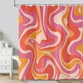 thumbnail image 1 of Abstract Orange Shower Curtain, Retro Pink Shower Curtain, Groovy Aesthetic Cute 70s Vintage Bathroom Decor Cloth Fabric with Hooks 72"W x 78"L (Pack of 1), 1 of 6