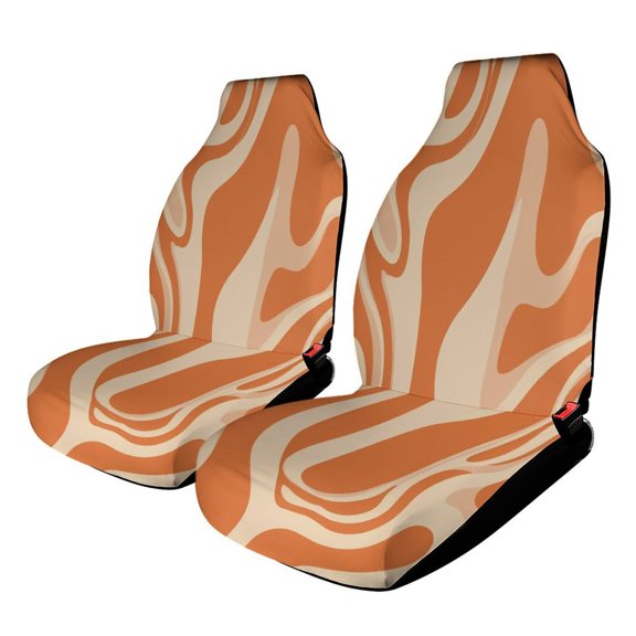 Abstract Orange Swirl Pattern Design Car Seat Covers Front Seats Universal Fit for Cars SUV Truck Auto Interior Accessories