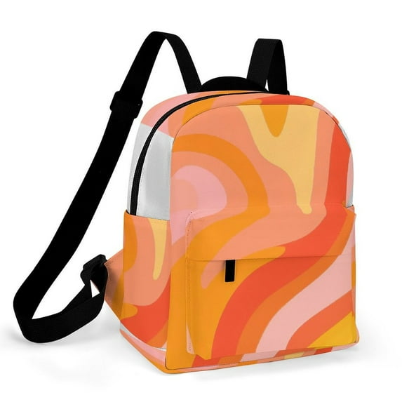 Abstract Orange Swirl Pattern Design Small Backpack Cute Mini Backpacks For Woman Lightweight Daypacks
