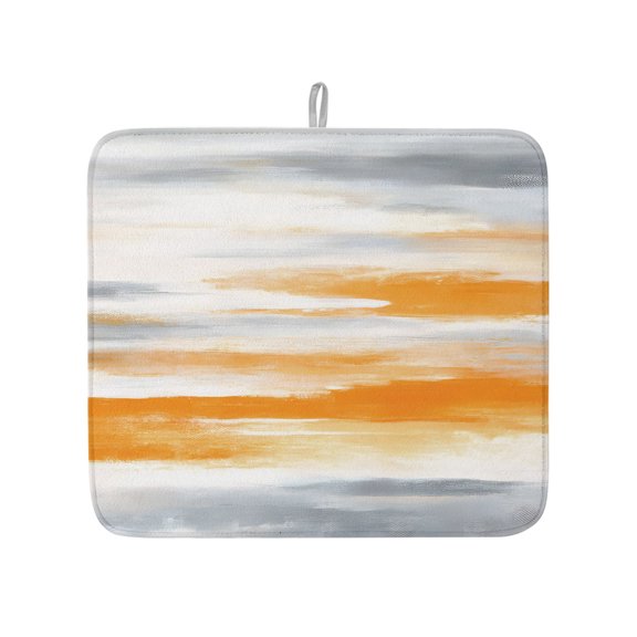 Abstract Orange Texture Pattern Dish Drying Mats for Kitchen Counter,Absorbent Microfiber Dish Drainer Rack Mat Vintage Color Block Drying Pad for Sinks,Utensils,Countertops,16x18in