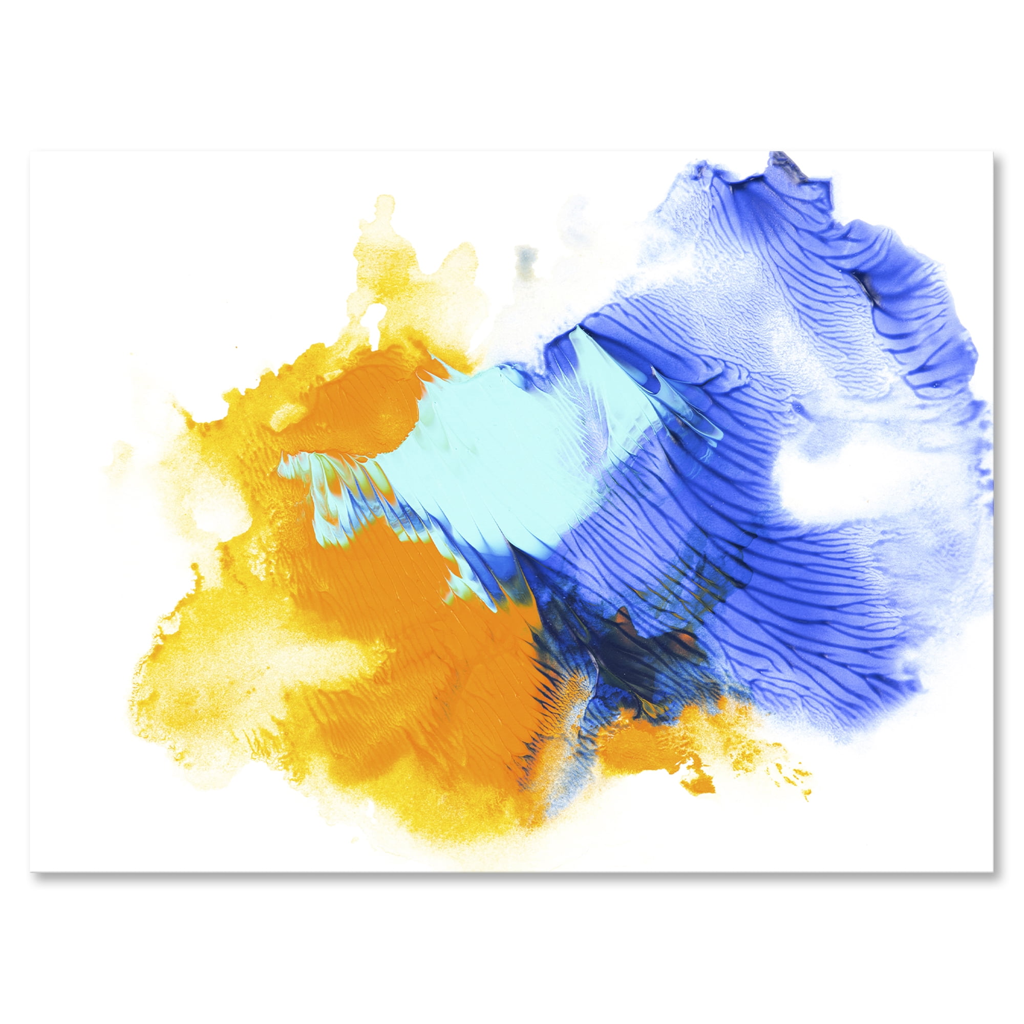 Abstract Orange and Blue Clouds 12 in x 8 in Painting Canvas Art Print, by Designart