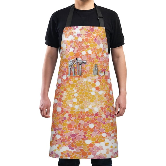 Abstract Orange and Pink Dot Pattern Chef Kitchen Apron with Pockets for Women Waterproof Aprons for Cooking Baking