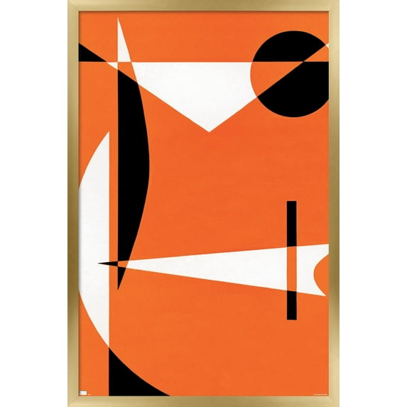 Abstract - Orange with Black and White Patterns Wall Poster, 14.725" x 22.375", Framed