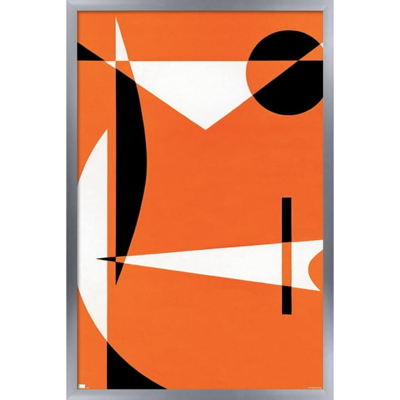 Abstract - Orange with Black and White Patterns Wall Poster, 14.725" x 22.375", Framed