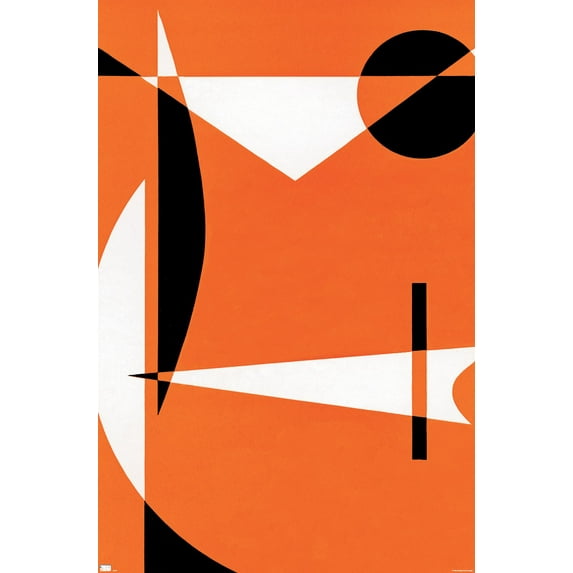 Abstract - Orange with Black and White Patterns Wall Poster, 14.725" x 22.375"
