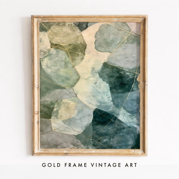 Abstract Organic Shapes Muted Sage Green Teal Stones Wall Art Poster ...