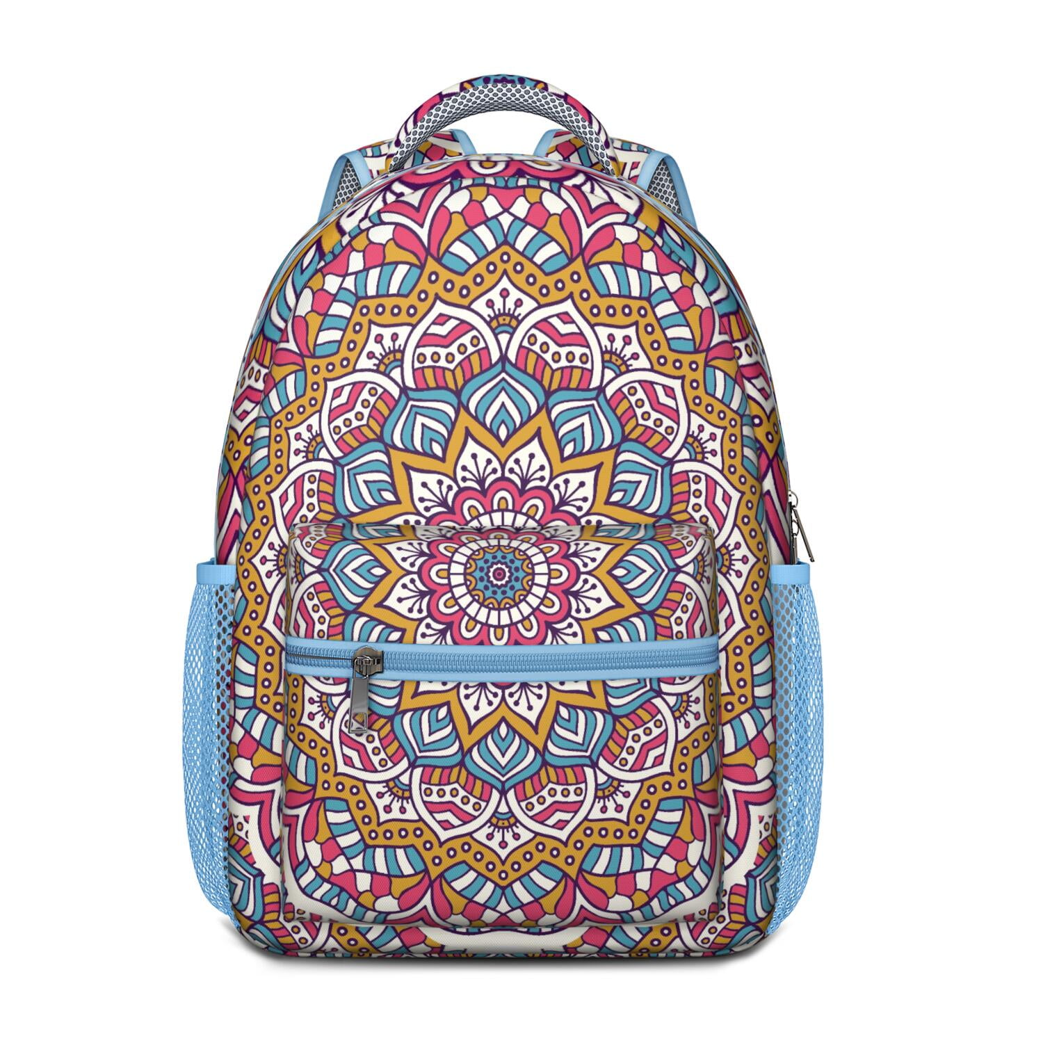 Abstract Ornamental Mandala Backpack - Stylish Boho Bookbag with Padded Straps for Teens