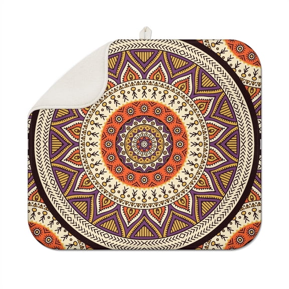 Abstract Ornamental Mandala Drying Mat for Dishes Ultra Absorbent Microfiber Heat Resistant Pad