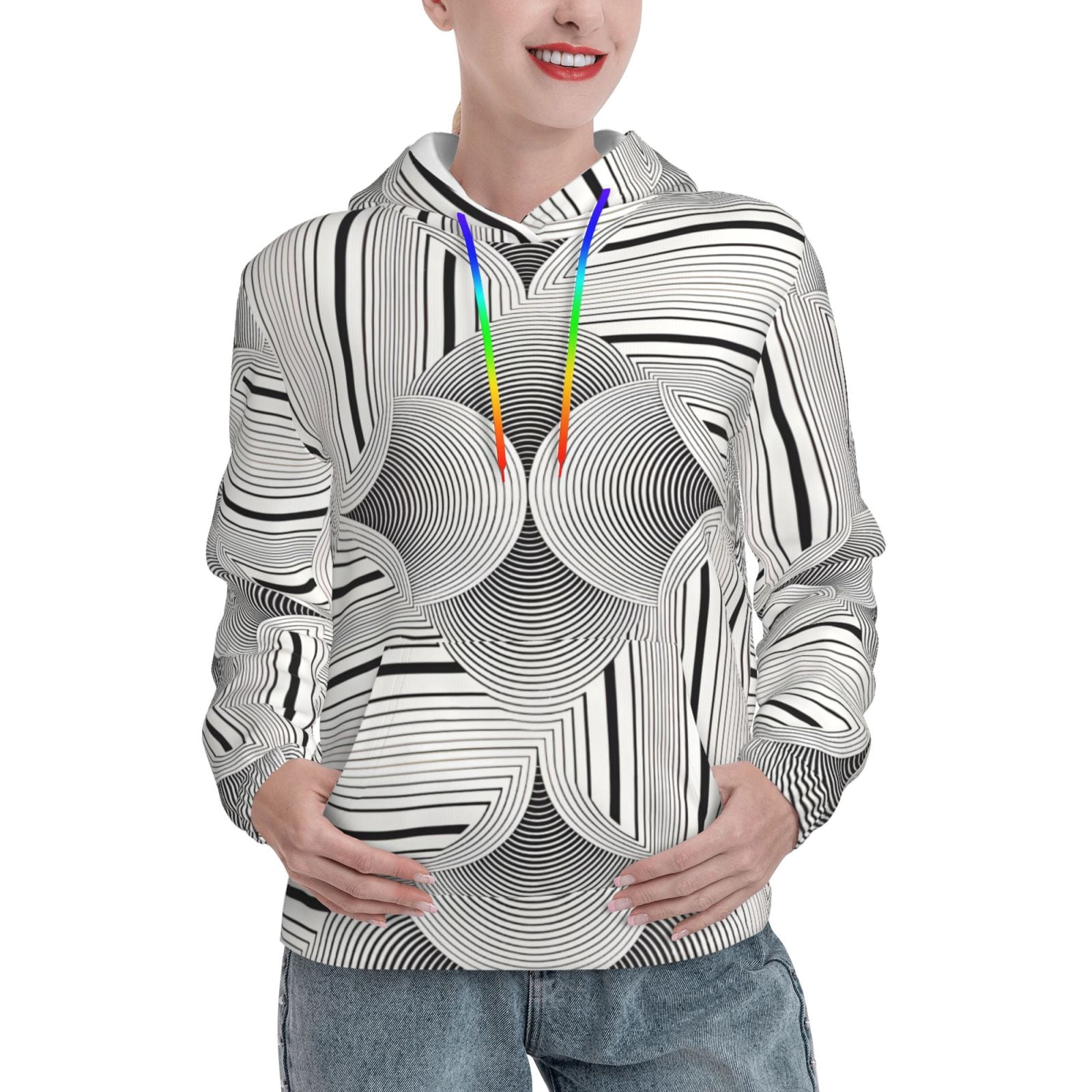 Abstract Geometric Colorful Hoodie Dress