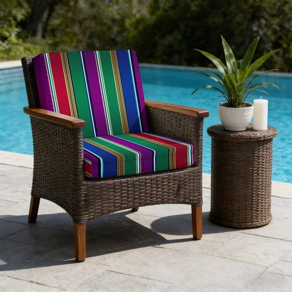 Abstract Outdoor Cushion Covers, Colorful Mexican Stripes Red Green ...
