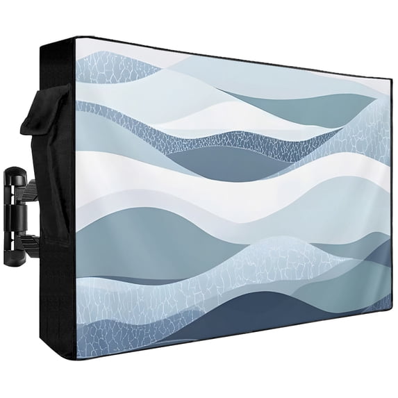 Abstract Outdoor TV Cover 30 to 32 inch Sea Wave Geometric Blue Grey ...