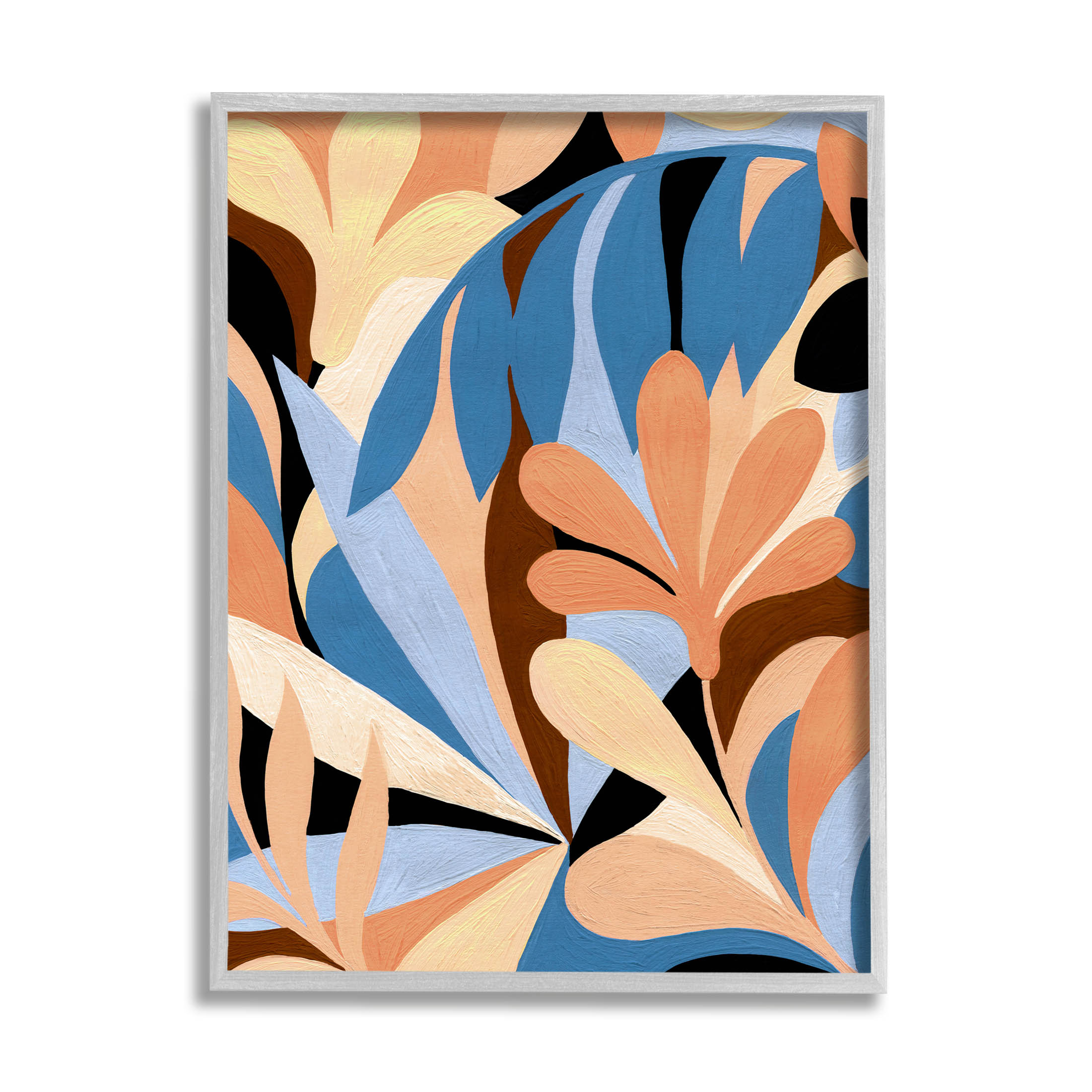 Abstract Overlapping Botanical Forms Botanical & Floral Graphic Art Gray Framed Art Print Wall Art