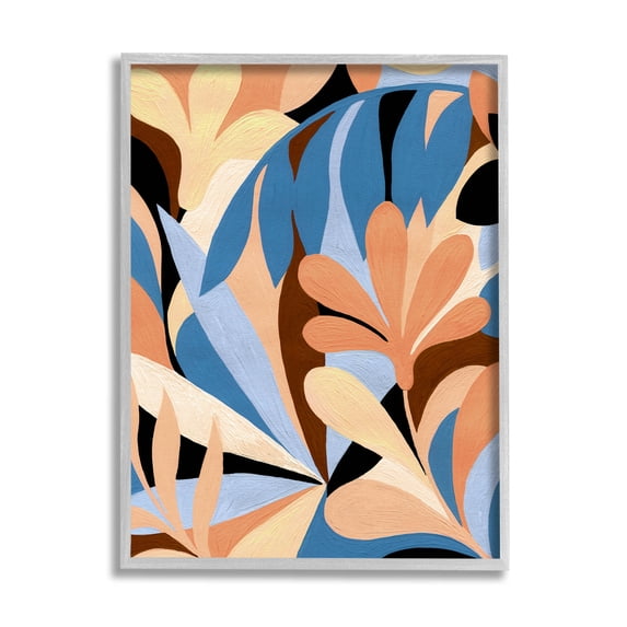 Abstract Overlapping Botanical Forms Botanical & Floral Graphic Art Gray Framed Art Print Wall Art