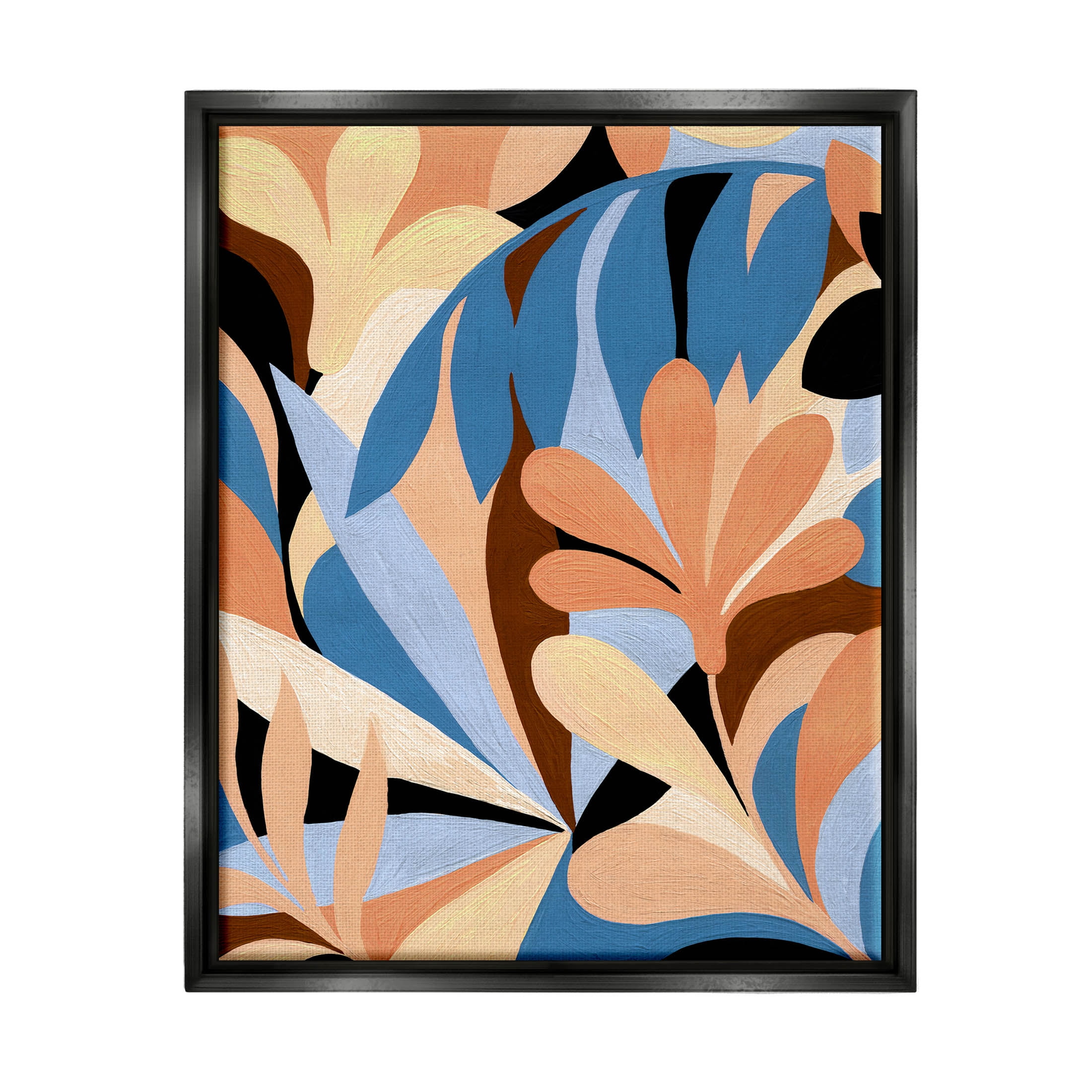 Abstract Overlapping Botanical Forms Botanical & Floral Graphic Art Jet Black Framed Art Print Wall Art