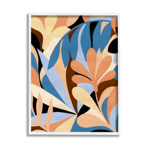 Abstract Overlapping Botanical Forms Botanical & Floral Graphic Art White Framed Art Print Wall Art