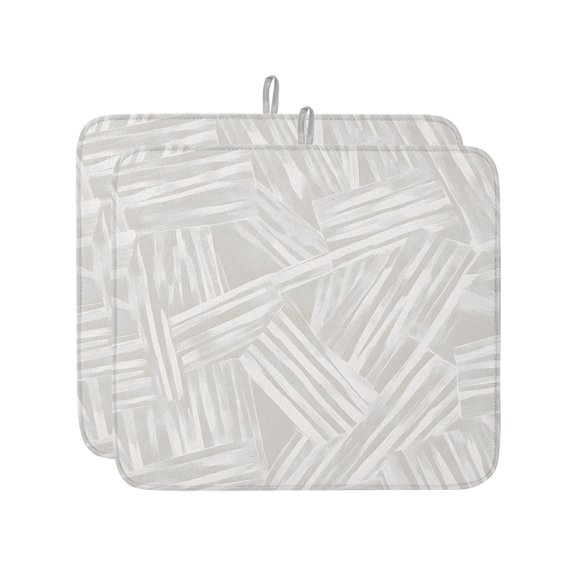 Abstract Overlapping Lines Dish Drying Mat 16x18 inch Minimalist White Slashes Super Absorbent Microfiber Dish Drying Pad for Kitchen Countertops Sink Dish Drainer Racks Coffee Bar Mats 2 Pack