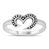Abstract Oxidized Heart Marquee Dot Sterling Silver Ring 925 Jewelry Female Male Unisex Size 4