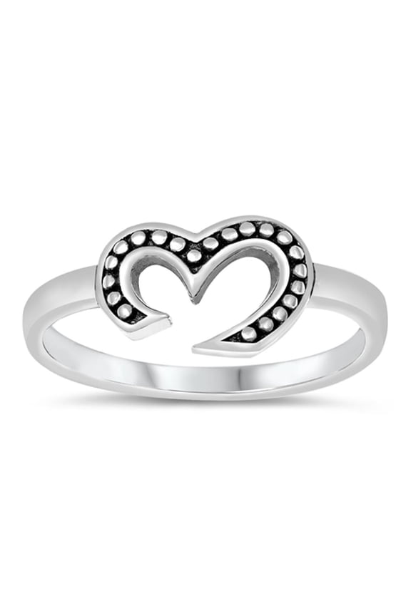 Abstract Oxidized Heart Marquee Dot Sterling Silver Ring 925 Jewelry Female Male Unisex Size 7