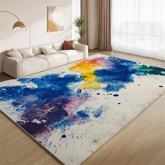 Abstract Paint Area Rugs, Colorful Explosive Texture Carpet, Washable Non Slip Low Pile Soft Rug for Living Room Bedroom Apartment Decor Mat 4ftx5ft