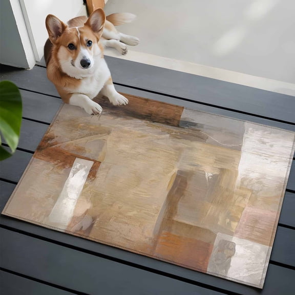 Abstract Paint Art 2x3 Area Rugs for Living Room, Retro Brown Scratch Texture Non Slip Floor Mat Washable Low-Profile Indoor Carpet for Bedroom, Dining Room, Bathroom