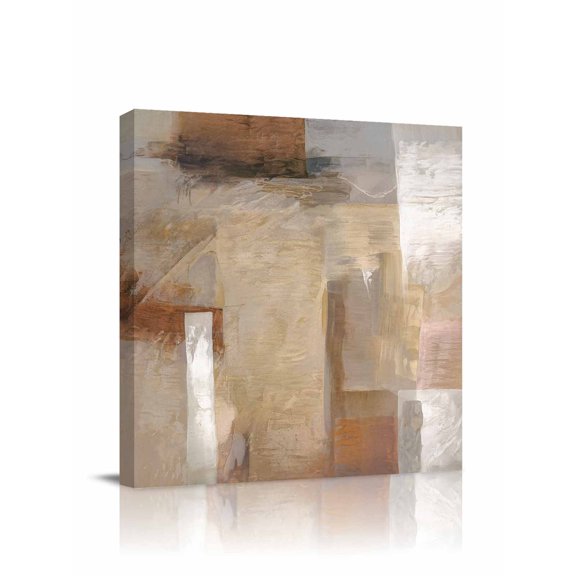 Abstract Paint Art Canvas Wall Art, Retro Brown Scratch Texture Framed Wall Decor Modern Artwork Prints Painting for Living Room, Bedroom, Kitchen & Cafe Decor 8x8 Inch