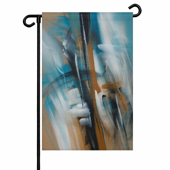 Abstract Paint Art Garden Flag 28x40 Inch Blue Classic Orange Retro Texture Double Sided Small Decorative Garden Flags for Outside, Outdoor Yard Porch Lawn Decoration