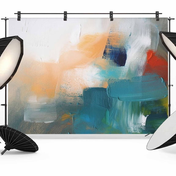 Abstract Paint Art Photography Backdrop 7x5FT, Blue Green Orange Classic Retro Texture Photo Backdrops, Background for Photography Studio Photo Studio Background, Back Drop for Photoshoot