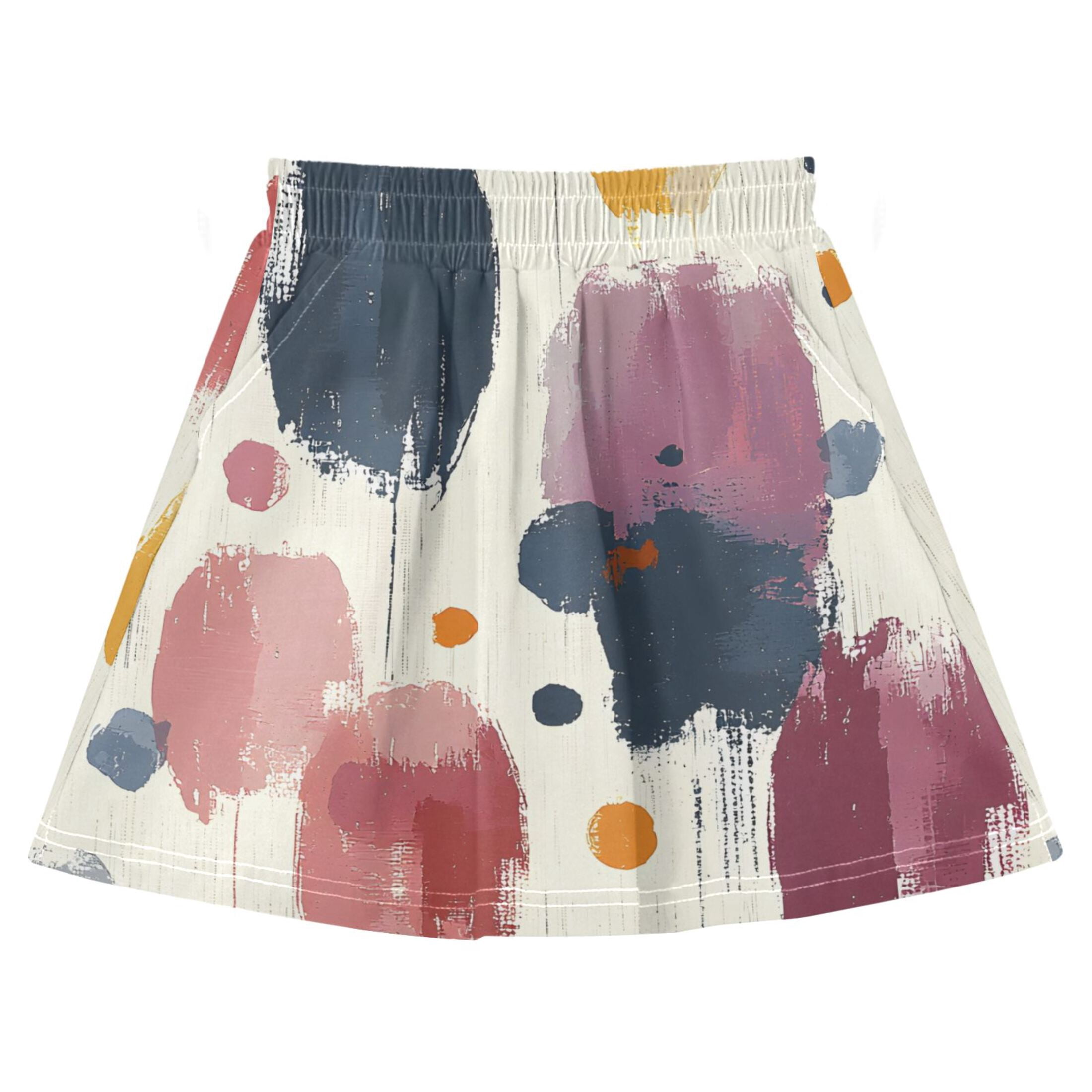 Abstract Paint Dot Pattern Cotton Skirt Built-in Liner Elastic A-Line ...