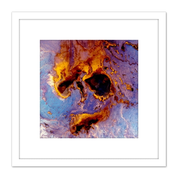 Abstract Paint Drip Ink Bright 8X8 Inch Square Wooden Framed Wall Art Print Picture with Mount