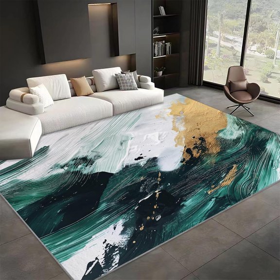 Abstract Paint Graffiti Area Rugs, Modern Artwork Carpet, Washable Non Slip Low Pile Soft Rug for Living Room Bedroom Office Dining Room Home Decor Mat 5x8ft