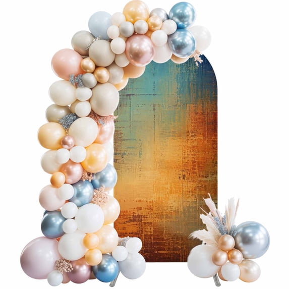 Abstract Paint Layers Arch Backdrop Cover 6.6 FT Fall Orange Blue ...