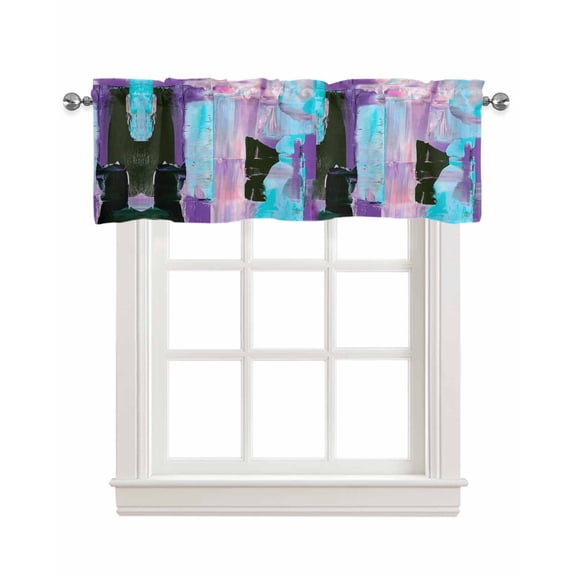 Abstract Paint Linen Curtain Valance for Bedroom/Bathroom/Kitchen/Office/Living/Dining Room Windows,Multicolor Cool Abstract Scattered Colors Pocket Topper Drapes Decorative Cafe Drapery Panel 42x12