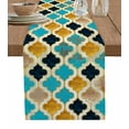 Abstract Paint Moroccan Retro Blue Green Yellow Table Runners for