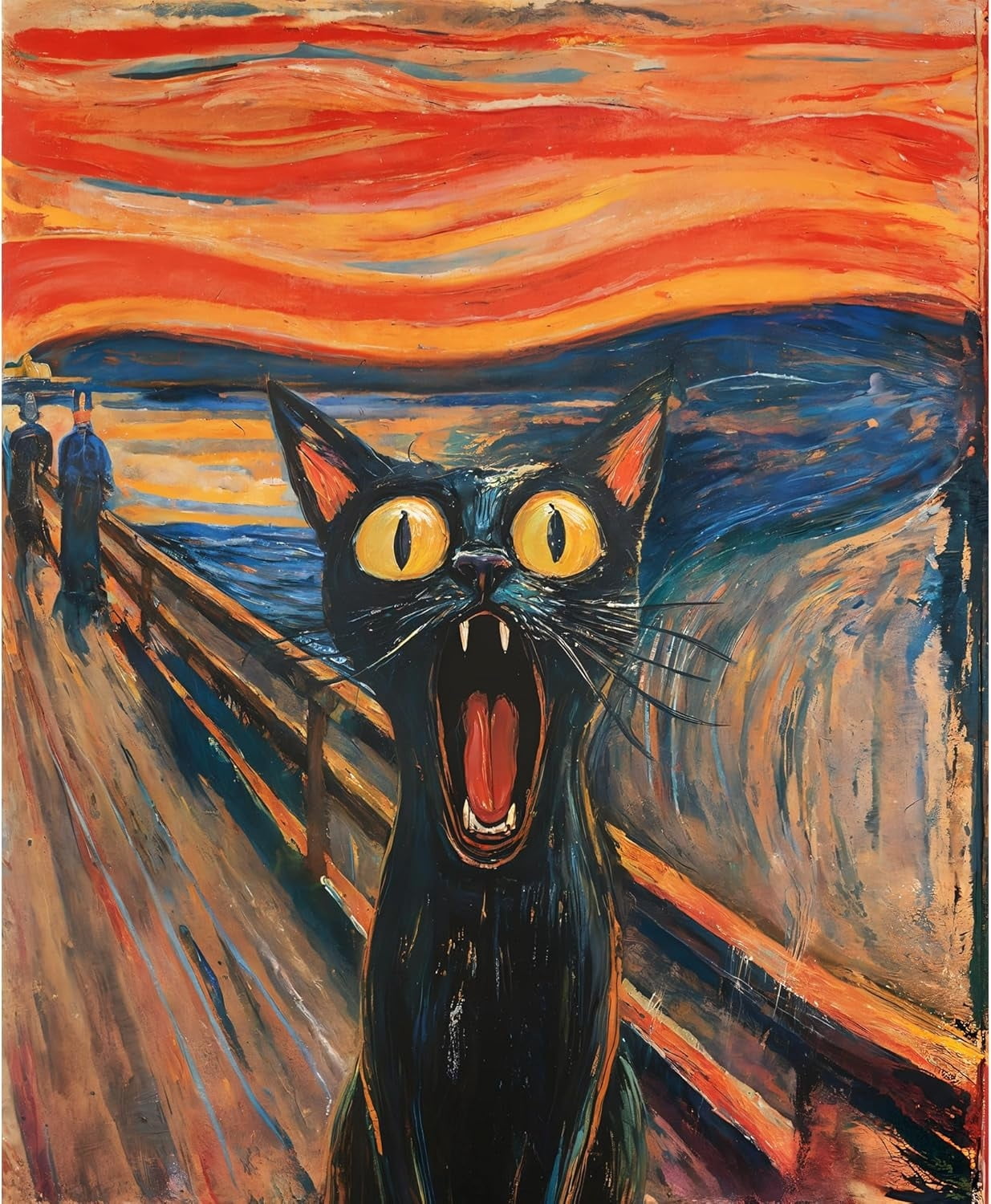 lamplig Abstract Paint by Numbers Kit - The Scream Cat Paint by Numbers - Animal Easy Painting by Numbers for Adults Without Frame Acrylic Oil Painting Drawing Craft Set for Beginners, 16x20 inch