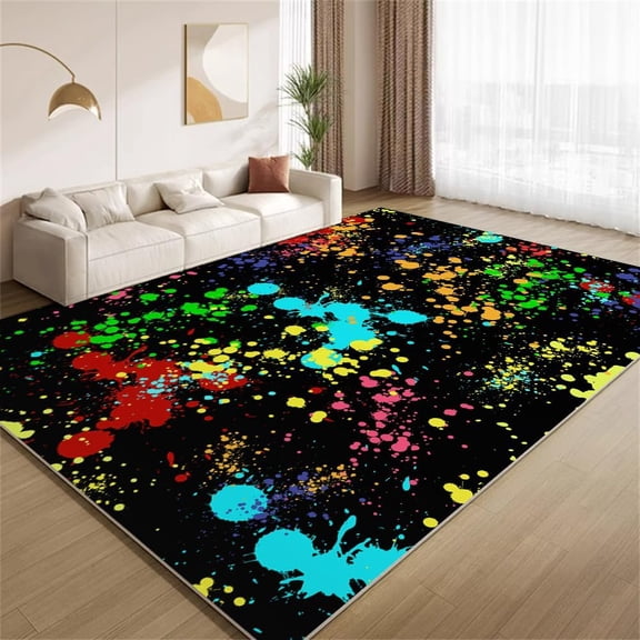 Abstract Paint Graffiti Area Rugs, Color Splash Design Carpet, Ultra Soft Washable Non Slip Low Pile Rug for Living Room Bedroom Study Office Hallway 2x3ft