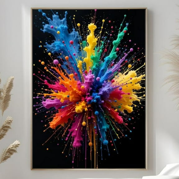 Abstract Paint Splash Art Print: Mid-Century Modern Wall Decor Artwork Poster- Wall Art Print, 8x12 UNFRAMED