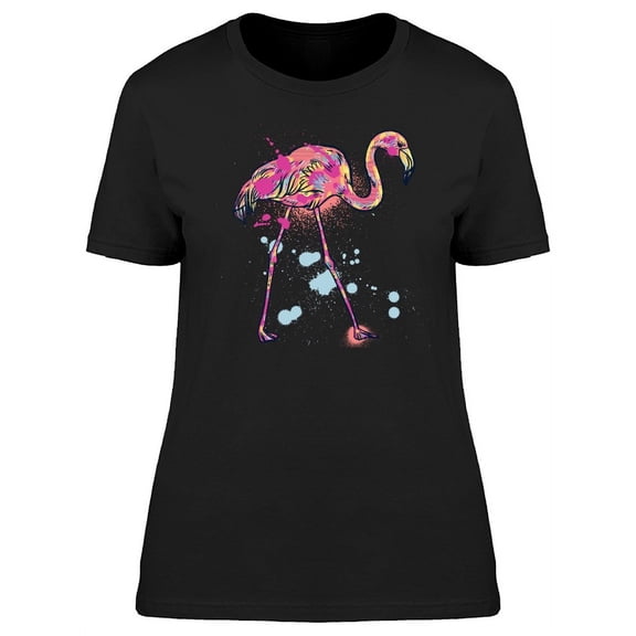 Abstract Paint Splash Flamingo T-Shirt Women -Image by Shutterstock, Female x-Large