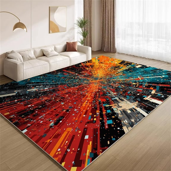 Abstract Paint Splatter Area Rugs, Optical Illusion Carpet, Washable Non Slip Low Pile Soft Rug for Bedroom Living Room Decor Mat 2ftx3ft