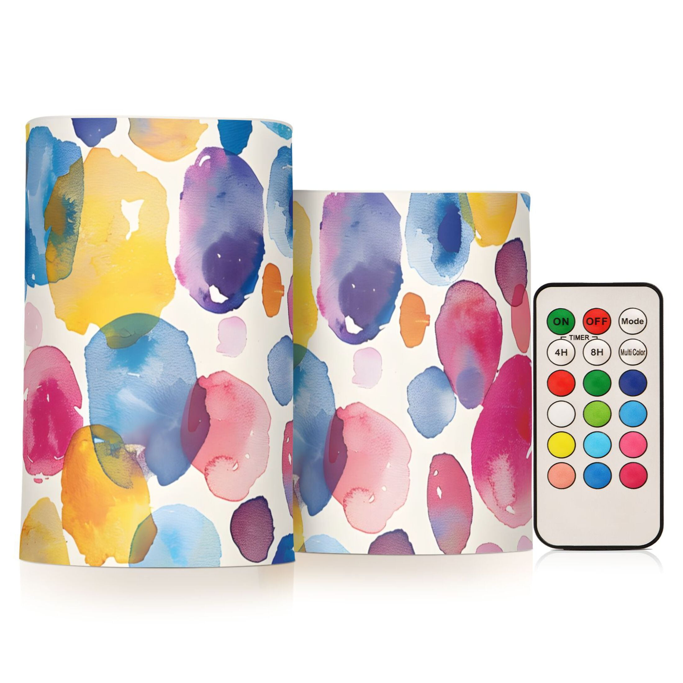 Abstract Paint Spots Flameless Candles LED Lights Battery Operated