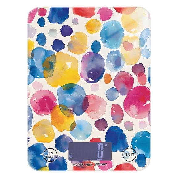 Abstract Paint Spots Food Scale Digital Kitchen Scale Waterproof Tempered Glass Tare Function 11 lb for Baking Cooking Meal Prep