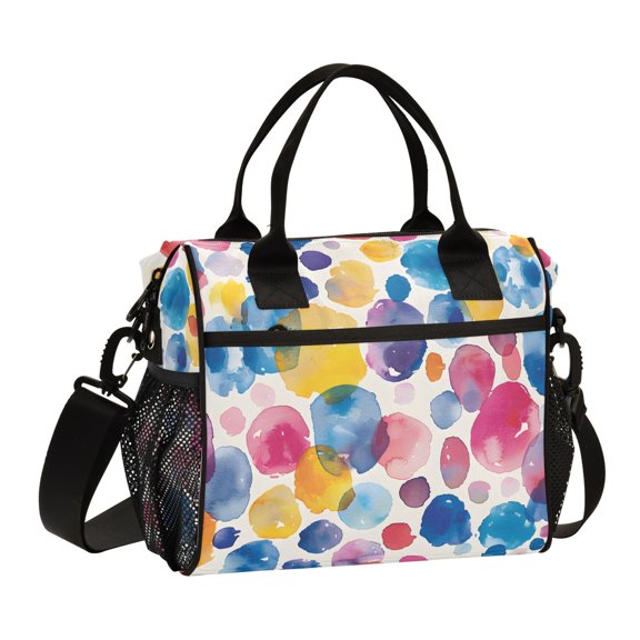 Abstract Paint Spots Lunch Bag Insulated Lunch Box Leakproof Reusable Cooler Tote Adjustable Shoulder Strap for Men Women 12L