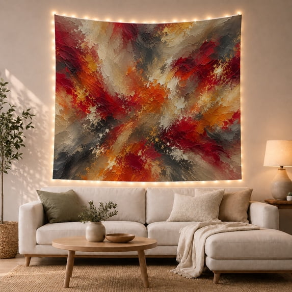 Abstract Paint Stroke Field with Sweeping Textures, Energetic Abstract for Art Lovers, Modern Wall Decor, Housewarming Gift, Tapestry Wall Hanging for Living Room and Dorm