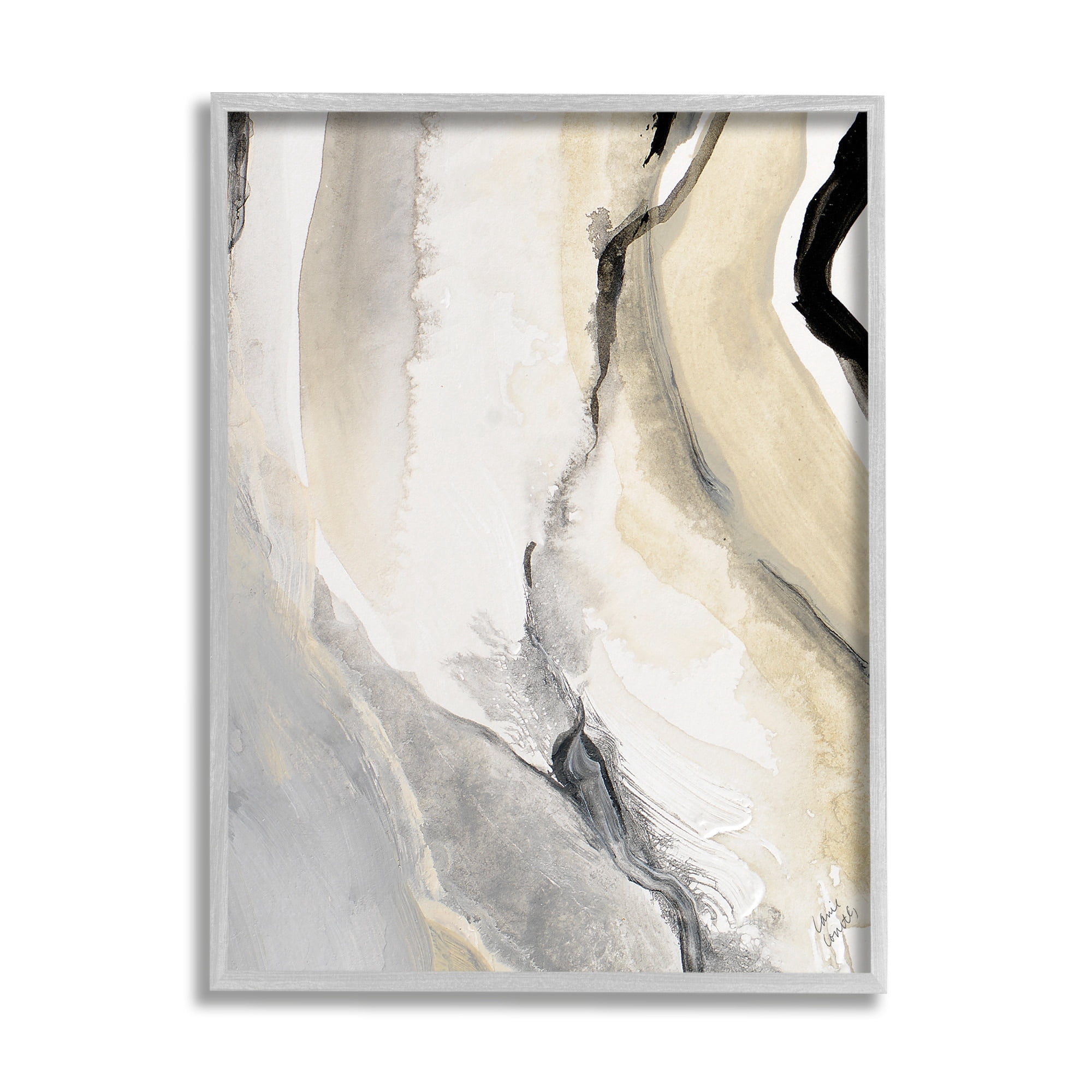 Stupell Industries Abstract Paint Strokes Fluid Beige Movement,11 x 14,Designed by Lanie Loreth