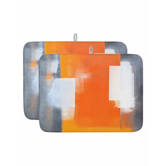 Abstract Paint Texture Dish Drying Mat 18x24 inch Retro Orange Gary Oil Painting Super Absorbent Microfiber Dish Drying Pad for Kitchen Countertops Sink Dish Drainer Racks Coffee Bar Mats 2 Pack